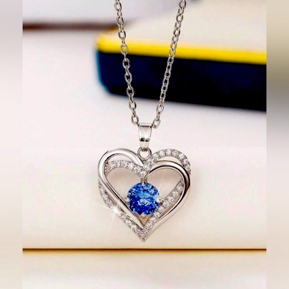cubic Zirconia & 925 sterling silver Jewelry - Cubic Zirconia Heart Pendant wa beautiful BlueTopaz stone on sterling silver 925